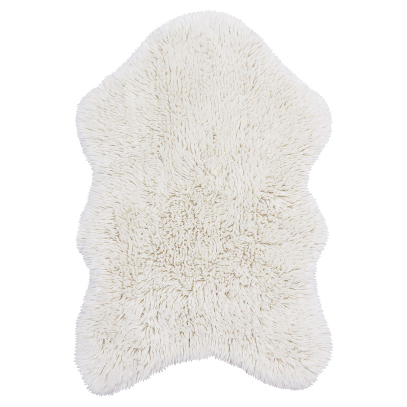 Woolly Modern White Wool Shag Washable Rugs - 2'5"x3' 7"