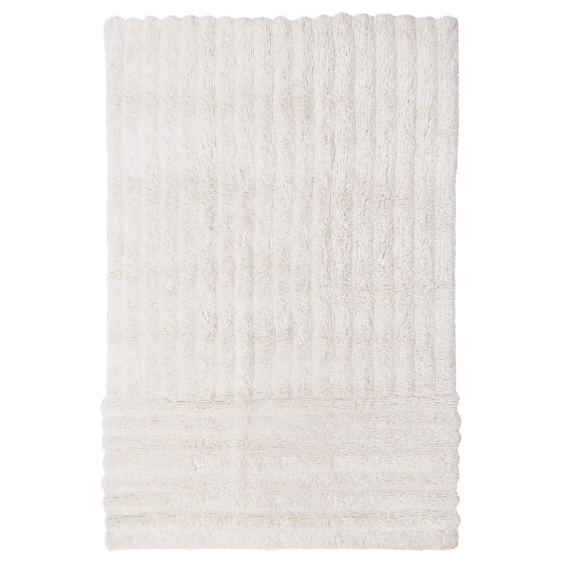 Dunes Modern White Wool Shag Washable Rug - 5'7"x7'10"