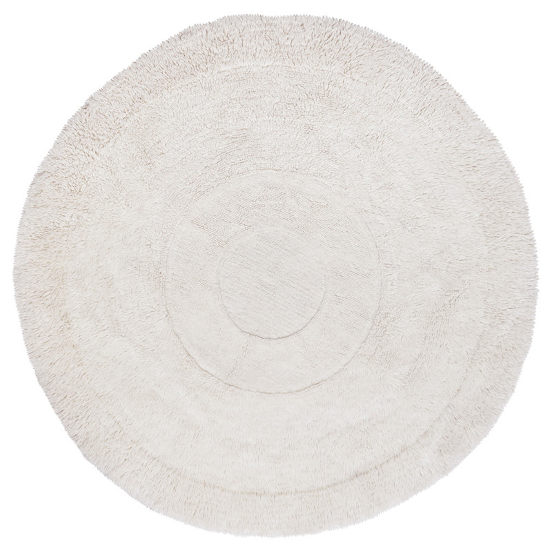 Arctic Circle Modern White Wool Shag Washable Rug - 8'2" Round