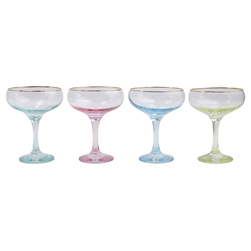 Rainbow Modern Classic Assorted Coupe Champagne Glass - Set of 4