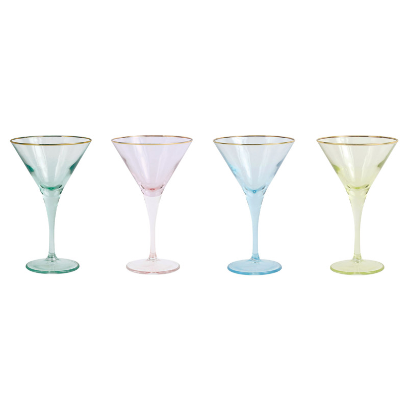 Rainbow Modern Classic Assorted Martini Glass - Set of 4