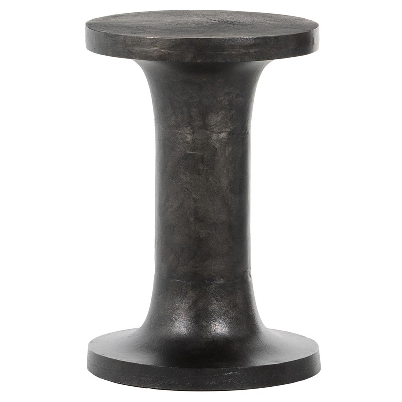 Kyler Industrial Loft Black Aluminum Round Side End Table