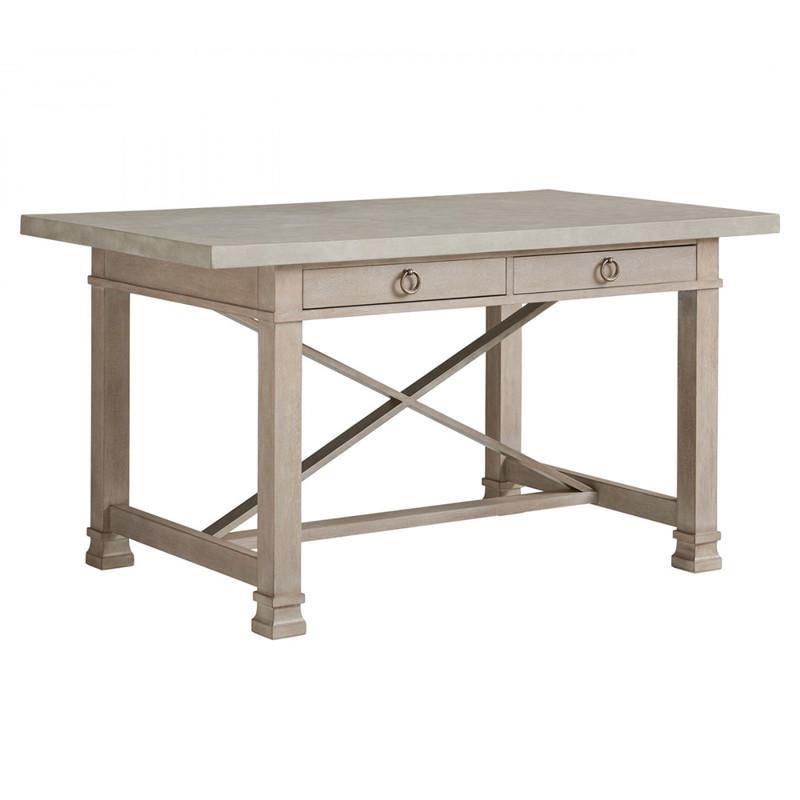 Seaboard Grey Concrete White Hickory Wood Counter Table - 68" W