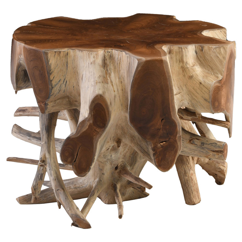 Lady Coastal Beach Natural Teak Wood Root End Table