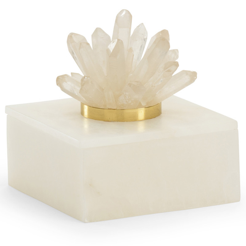 Vivienne Regency Natural White Crystal Alabaster Decorative Box