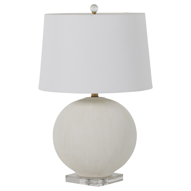 Wheeler Modern Clear Base White Ceramic Round Bedside Table Lamp