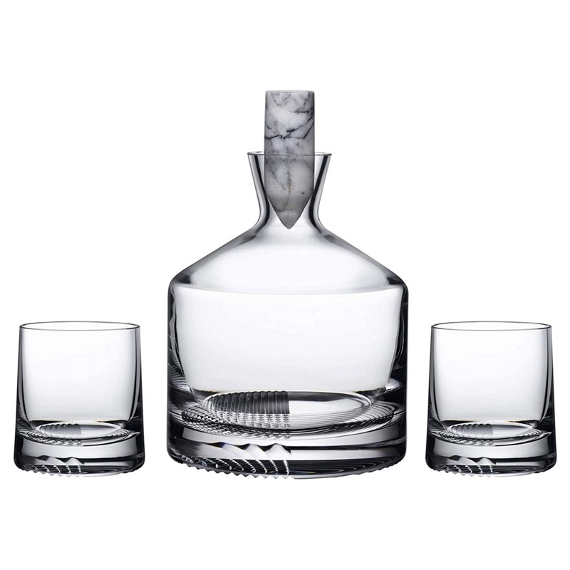 Alba Modern Clear Crystal Whiskey Glass and Decanter Set