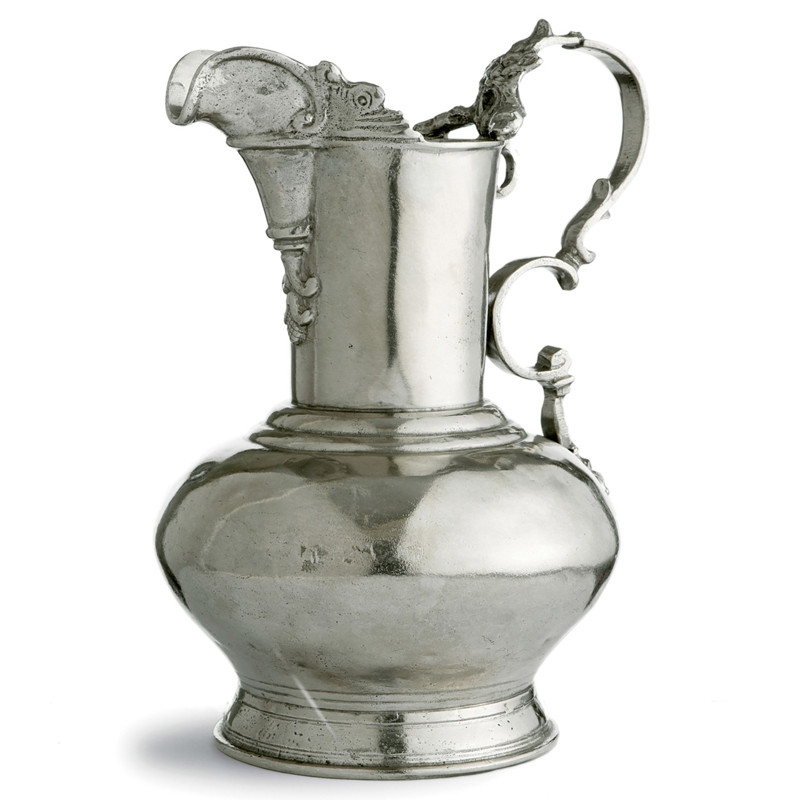 Vintage French Silver Pewter Fluted Pitcher