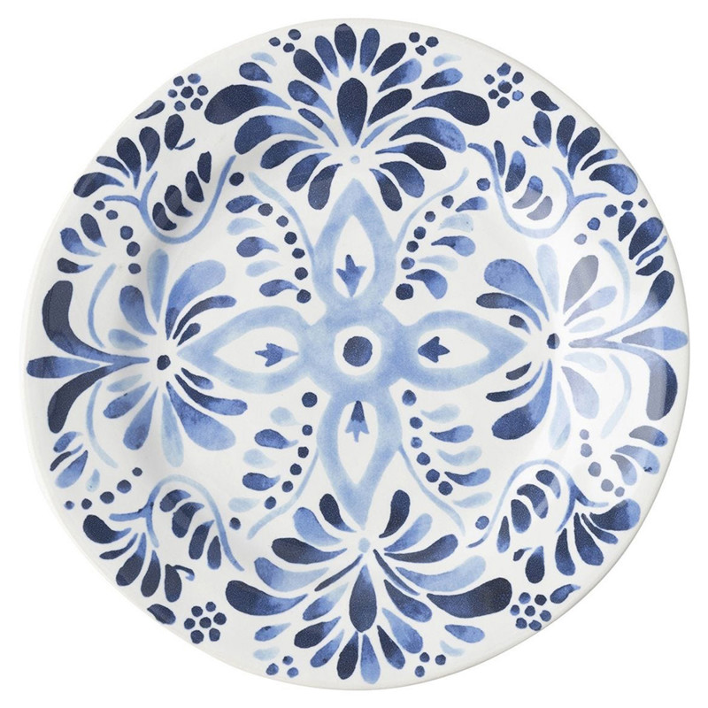 Juliska Iberian Journey Indigo Coastal White Ceramic Salad Plate