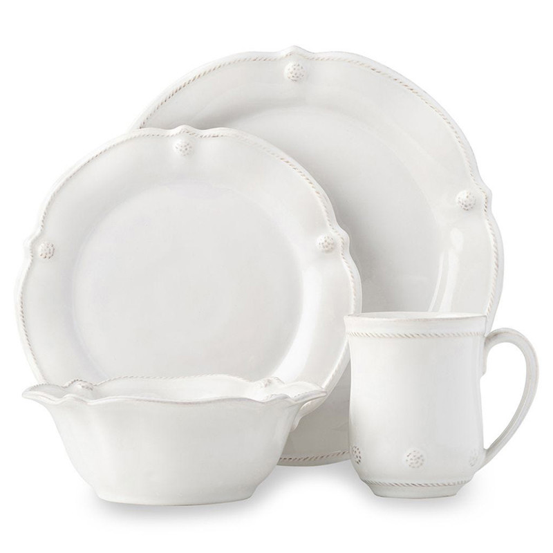Juliska Berry & Thread Flared Whitewash Ceramic 4 Piece Place Setting