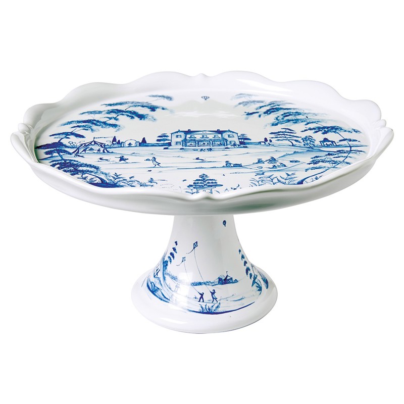 Juliska Country Estate Delft Blue Ceramic Cake Stand