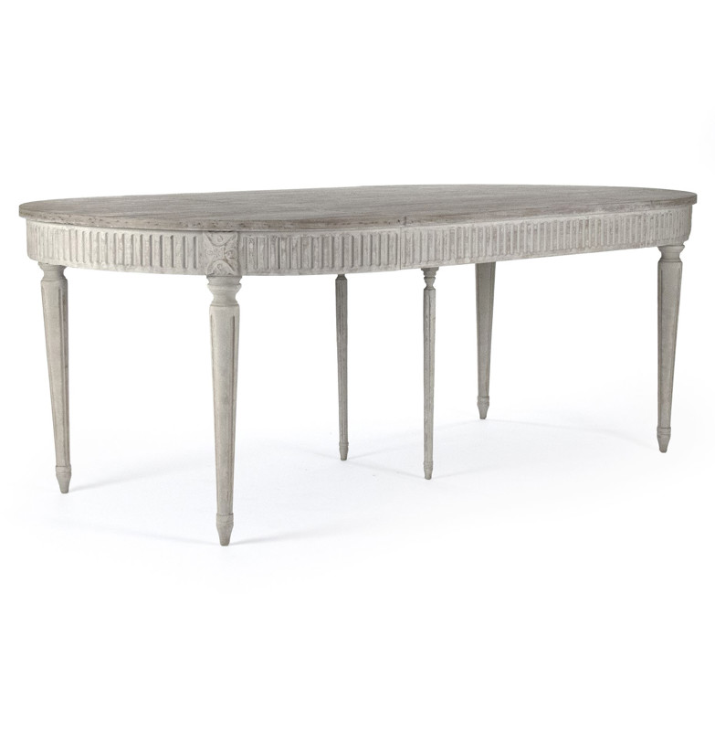 Gaspard French Country Weathered Pine Wood Extendable Oval Dining Table - 45-81"