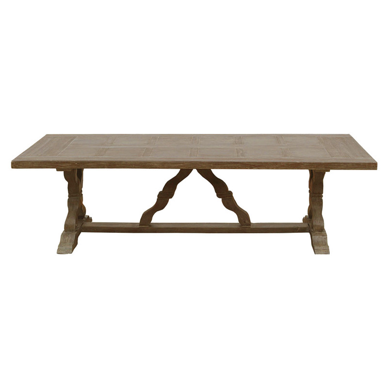 Linet French Country Grey Fiberglass Outdoor Rectangular Dining Table - 102"W