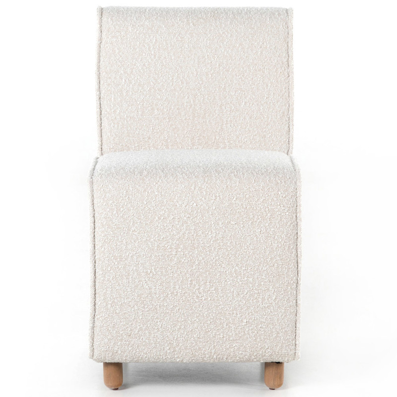 Hobbs Modern Classic Cream Boucle Performance Brown Wood Frame Dining Side Chair