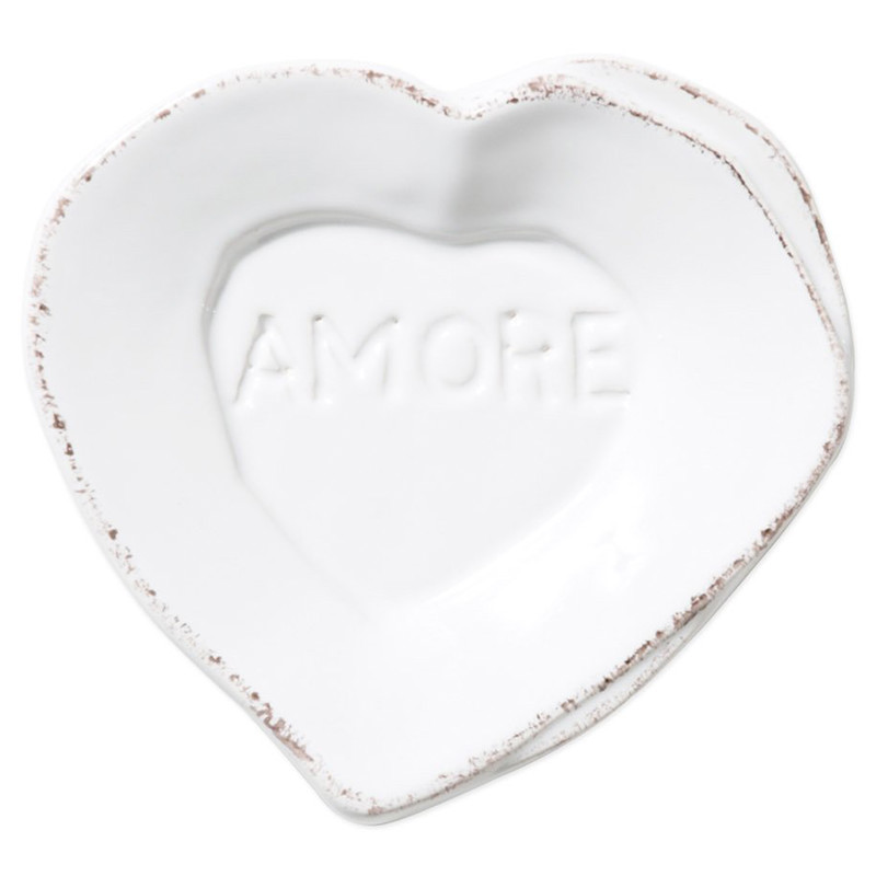 Lastra French Country White Stoneware Heart Mini Amore Decorative Dish
