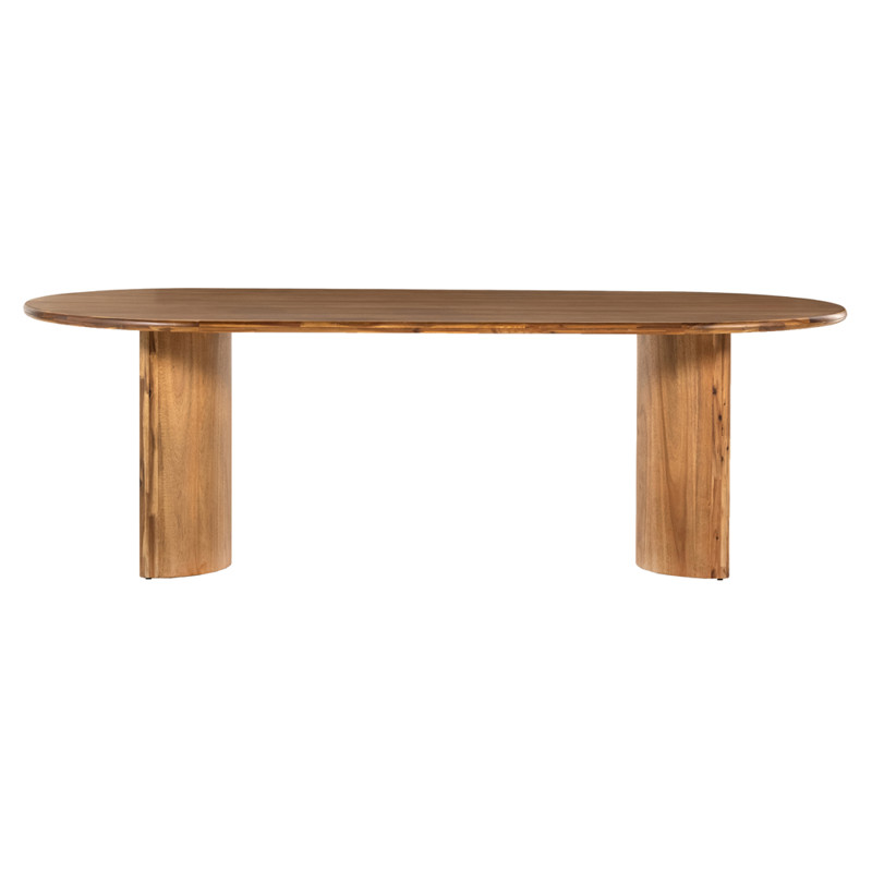 Paris Rustic Lodge Light Brown Acacia Wood Oval Dining Table - 94"