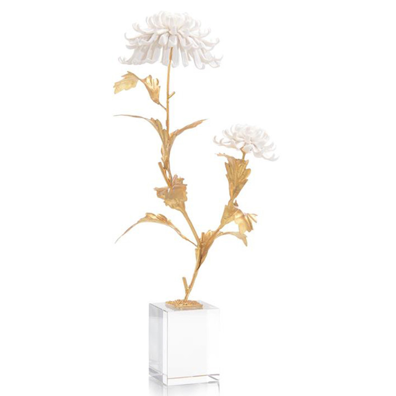 John-Richard Hollywood Regency Gold Avignon Chrysanthemums Ceramic Scuplture