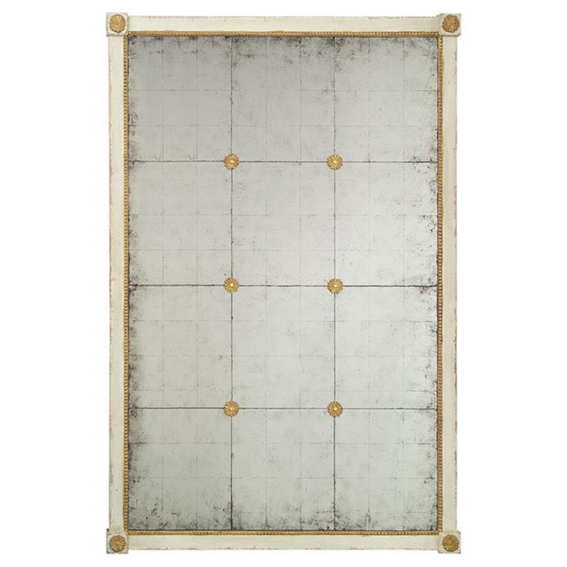 John-Richard Lanier French Country Antiqued Gold Grid Panel Wall Mirror