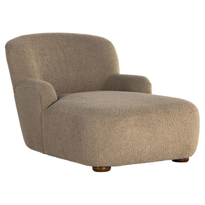 Kaden Modern Classic Brown Upholstered Boucle Wood Frame Chaise Lounge