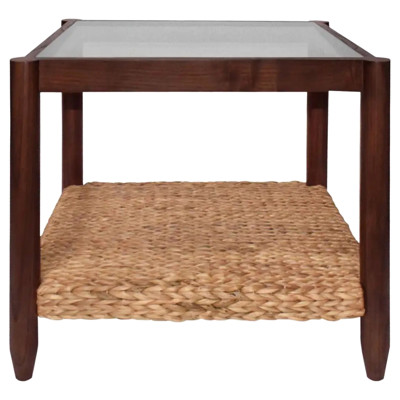 Brianne Modern Classic Brown Wood Woven Rectangular Side Table