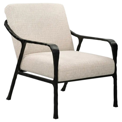 Rowena Modern Classic Beige Black Metal Arm Chair