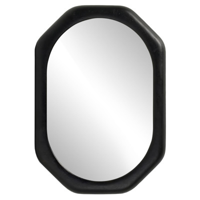 Brystol Modern Classic Black Antique Aluminum Oval Wall Mirror