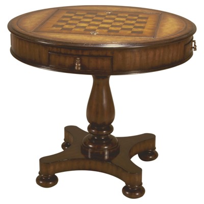 Whitcomb Updated Traditional Brown Mahogany Round Game Table