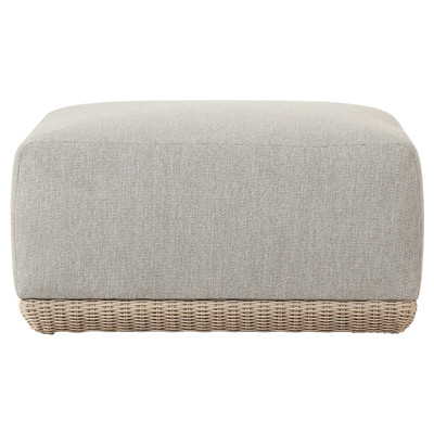 Evander Coastal Beach Grey Performance Outdoor Square Ottoman