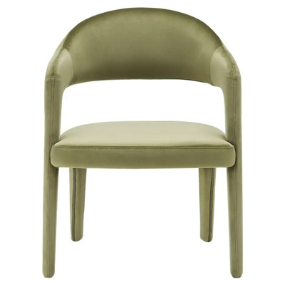 Camille Modern Classic Green Velvet Dining Arm Chair