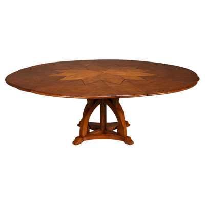 Garrick Traditional Brown Walnut Wood Round Extendable Dining Table - 55-70"