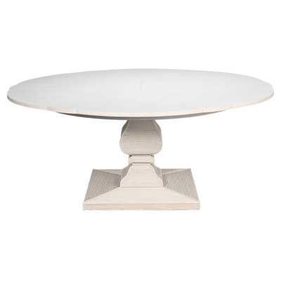 Evie French Country White Oak Round Extendable Dining Table - 55-70"