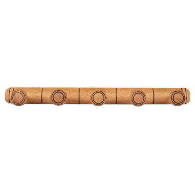 Celeste Updated Traditional Brown Wood 5-Hook Wall Mounted Rack