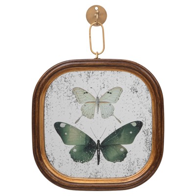 Lillian Traditional Brown Wood Butterfly Square Wall Decor - Set of 2