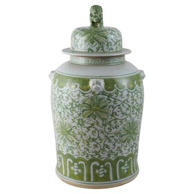 Silas Updated Traditional Green Ceramic Floral Ginger Jar