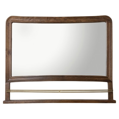 Violet Traditional Brown Wood Rail Shelf Wall Mirror