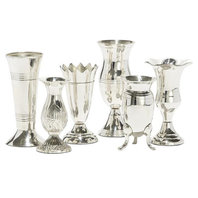 Arlo Updated Traditional Silver Metal Vase - Set of 6