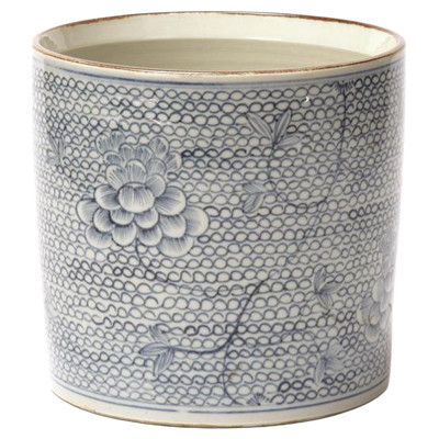 Quentin Updated Traditional Blue Gray Porcelain Floral Planter