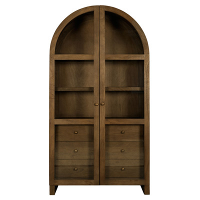 Vanessa Modern Classic Medium Brown Wood Arched Display Cabinet