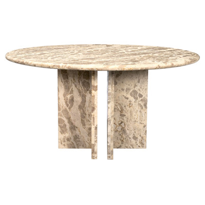 Granby Modern Classic Beige Marble Round Dining Table - 59"