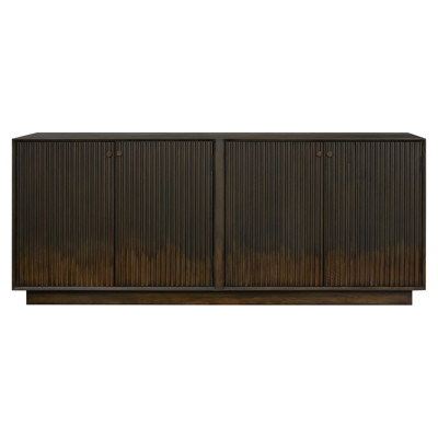 Thornbury Modern Classic Distressed Dark Brown Wood Reeded Media Console - 72"