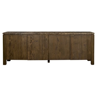 Kendrix Dark Brown Oak Wood Cappuccino Marble 4 Door Closed Sideboard