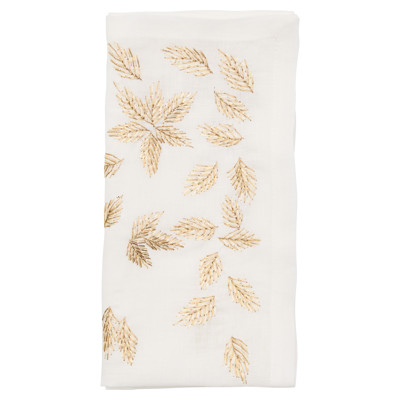 Gilded Breeze Updated Traditional White Linen Napkin - Set of 4