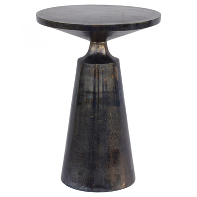 Uriah Industrial Loft Grey Aluminum Round Pedestal Side Table
