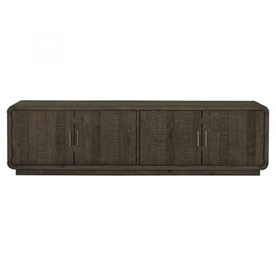 Tinley Rustic Lodge Brown Pine Wood 4 Door Media Cabinet