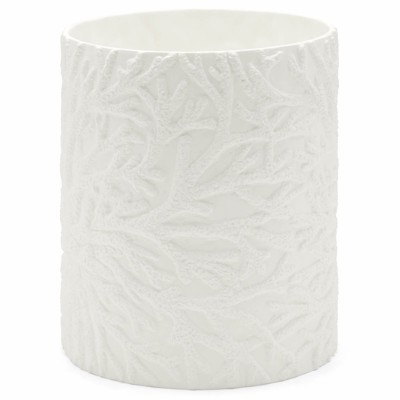 Pigeon and Poodle Alanya French Country White Porcelain Round Waste Basket