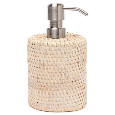 Pigeon and Poodle Dalton Coastal Beach Whitewash Rattan Soap Pump