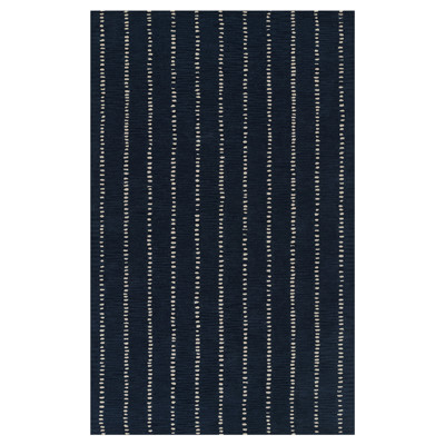 Tristan Modern Classic Navy Blue Wool Striped Patterned Rug - 9'x12'