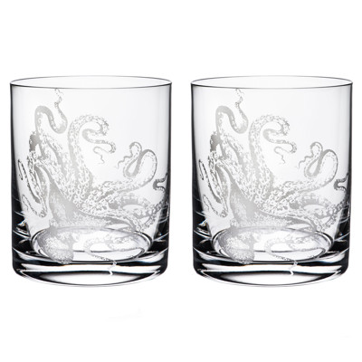 Lucy Coastal Beach Clear On The Rocks Short Glass - Set of 2