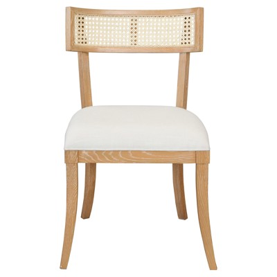 Britta White Linen Pristine Performance Fabric Dining Chair With Cane Detail