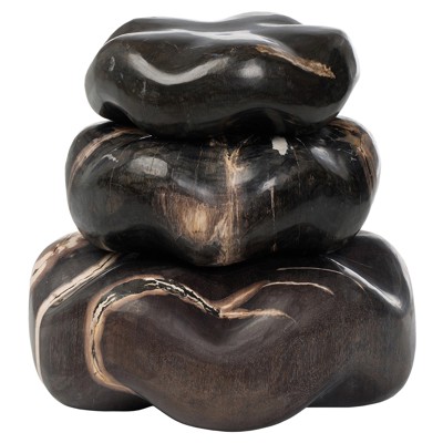 Conor Rustic Black Accent Brown Wood Decorative Sculpture - Set of 3